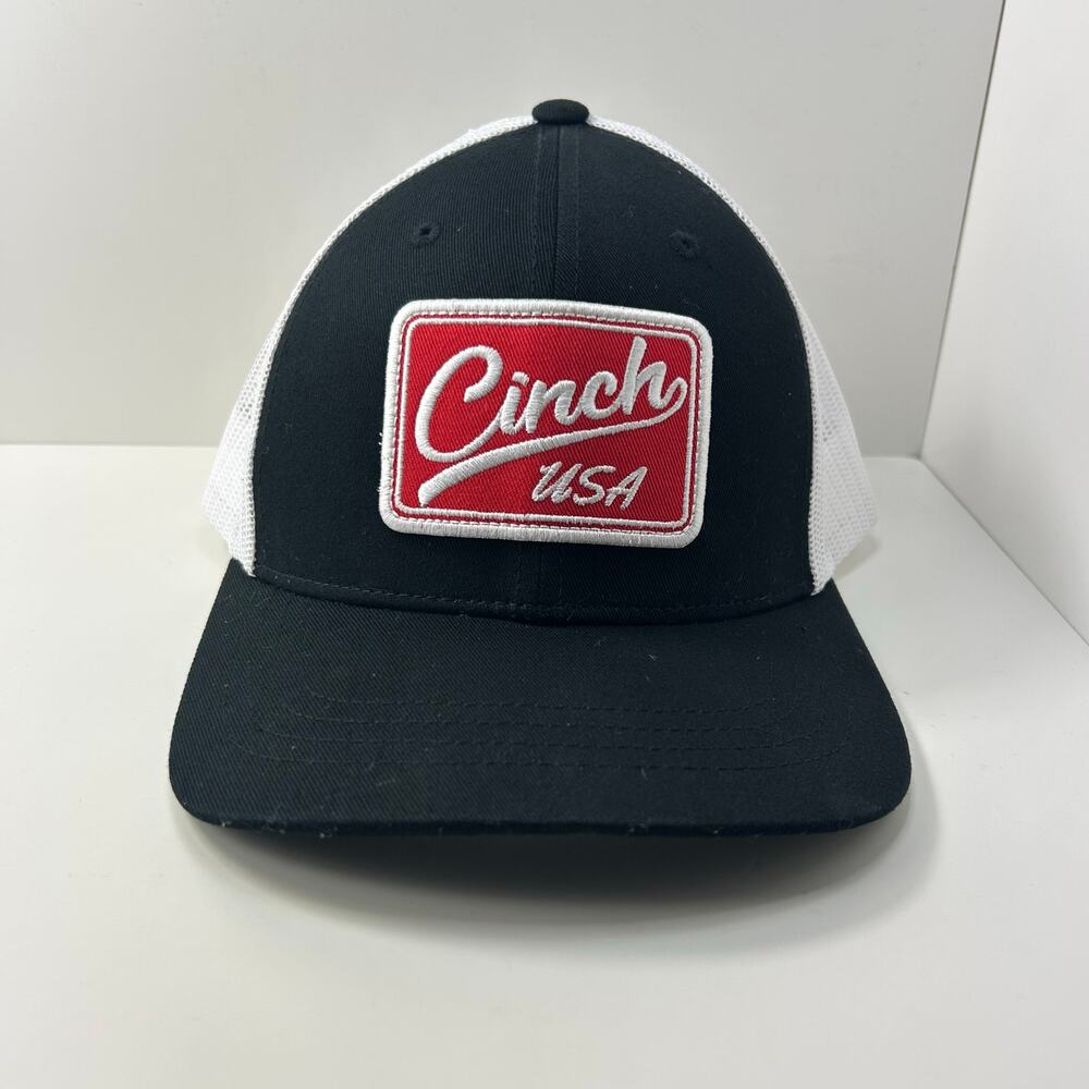 Cinch Trucker Hat Patch Logo Black Red White